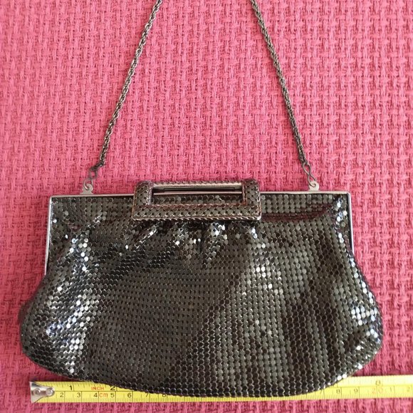 The Limited Black Metal Mesh Clutch Evening Handbag Purse - Picture 4 of 12